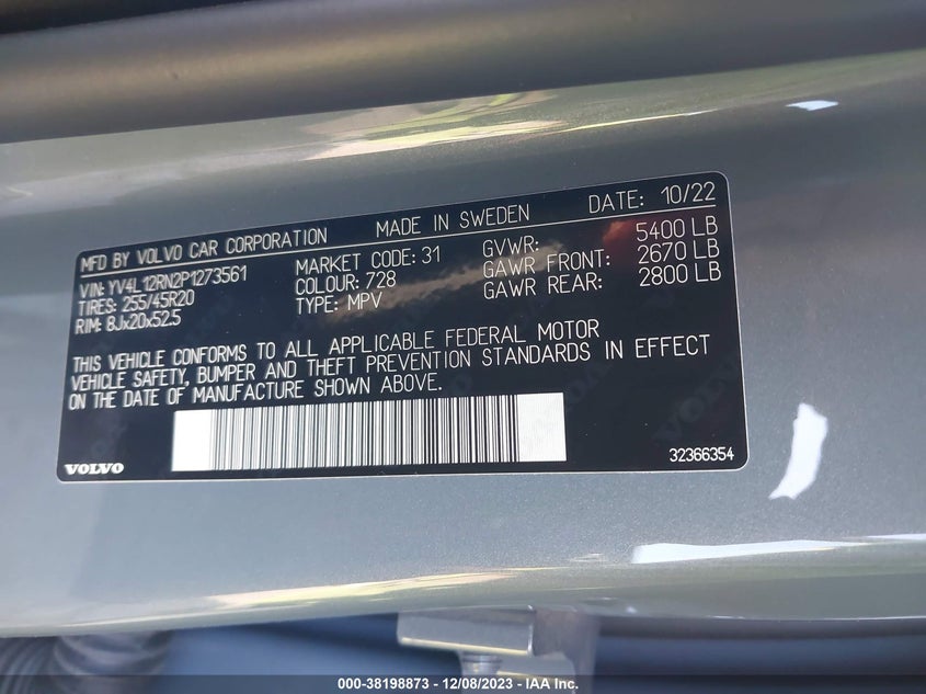 VIN YV4L12RN2P1273561 2023 VOLVO XC60 PLUS