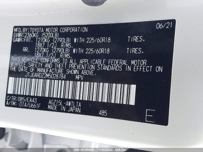 2021 LEXUS NX 300 - JTJGARDZ2M5028784
