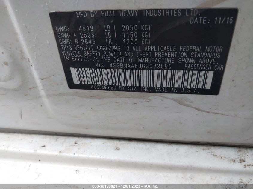 2016 SUBARU LEGACY 2.5I - 4S3BNAA63G3023090