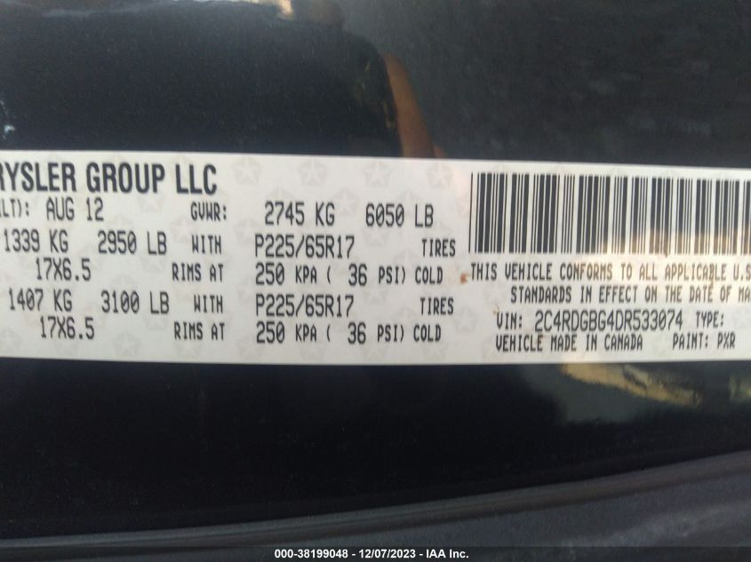 2013 DODGE GRAND CARAVAN SE - 2C4RDGBG4DR533074