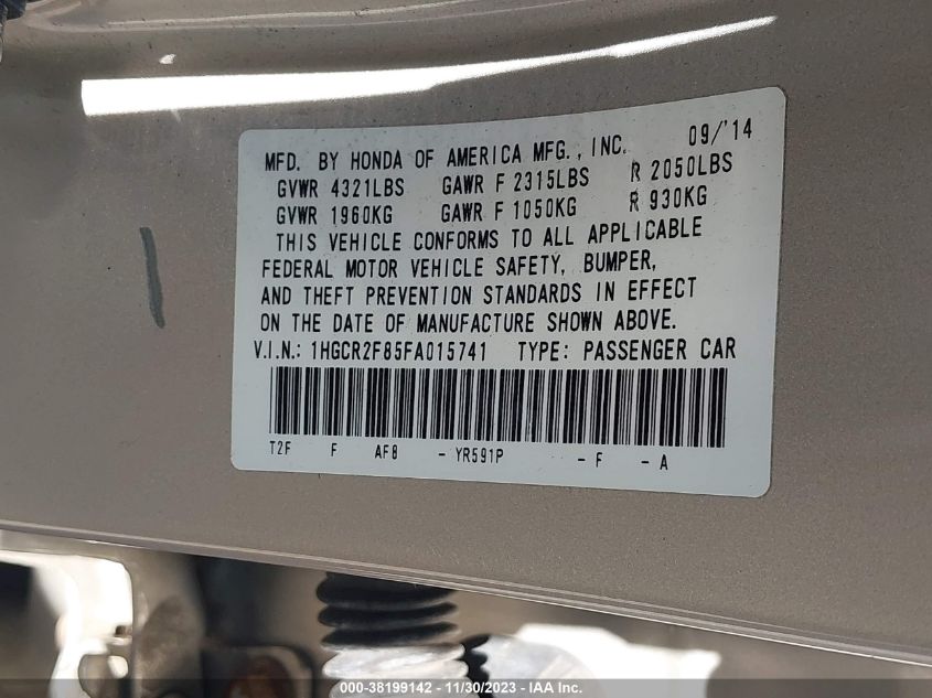 2015 HONDA ACCORD EXL - 1HGCR2F85FA015741