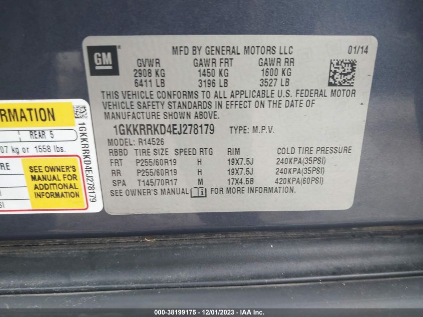 2014 GMC ACADIA SLT-1 - 1GKKRRKD4EJ278179