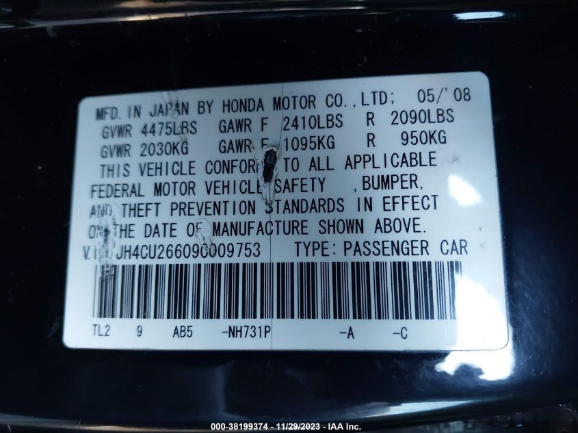 JH4CU26609C009753 | 2009 ACURA TSX