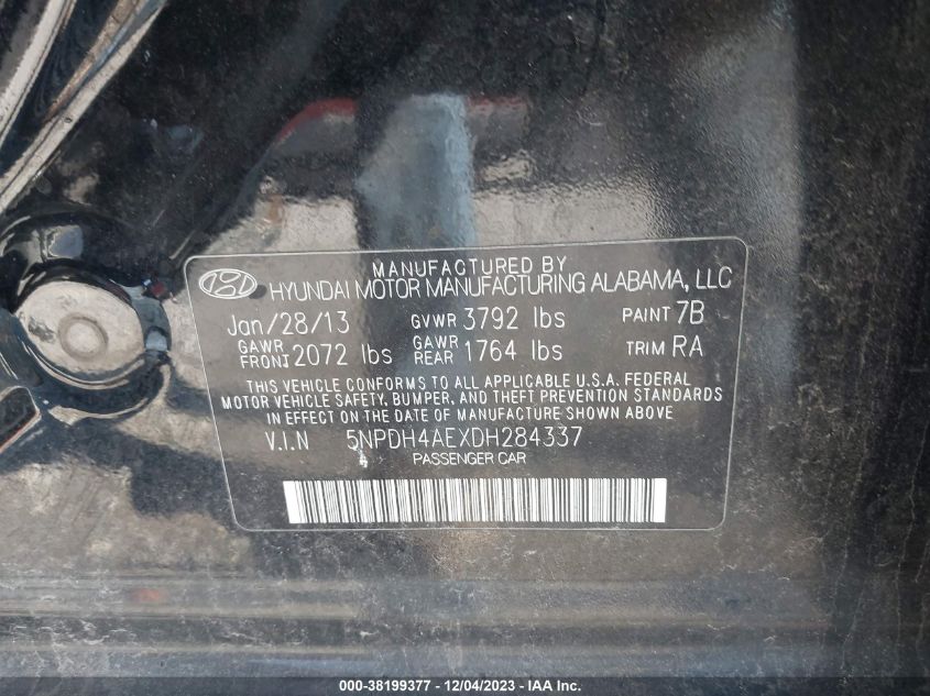 2013 HYUNDAI ELANTRA GLS - 5NPDH4AEXDH284337