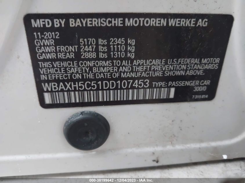 2013 BMW 528I XDRIVE WBAXH5C51DD107453