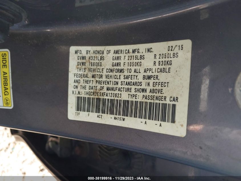 2015 HONDA ACCORD SEDAN SPORT - 1HGCR2E5XFA120623