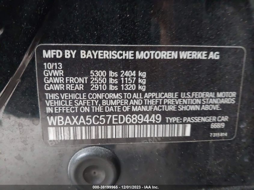 2014 BMW 535D WBAXA5C57ED689449