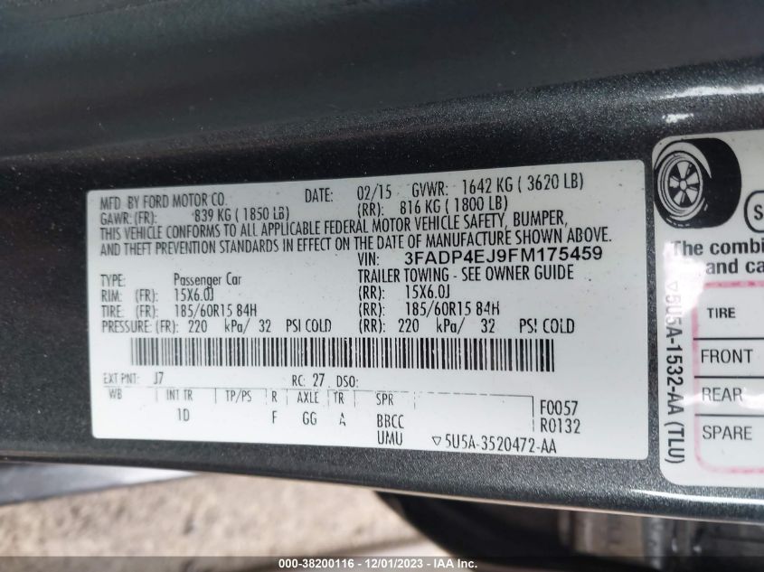 2015 FORD FIESTA SE - 3FADP4EJ9FM175459