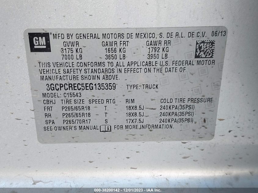 2014 CHEVROLET SILVERADO 1500 2LT - 3GCPCREC5EG135359