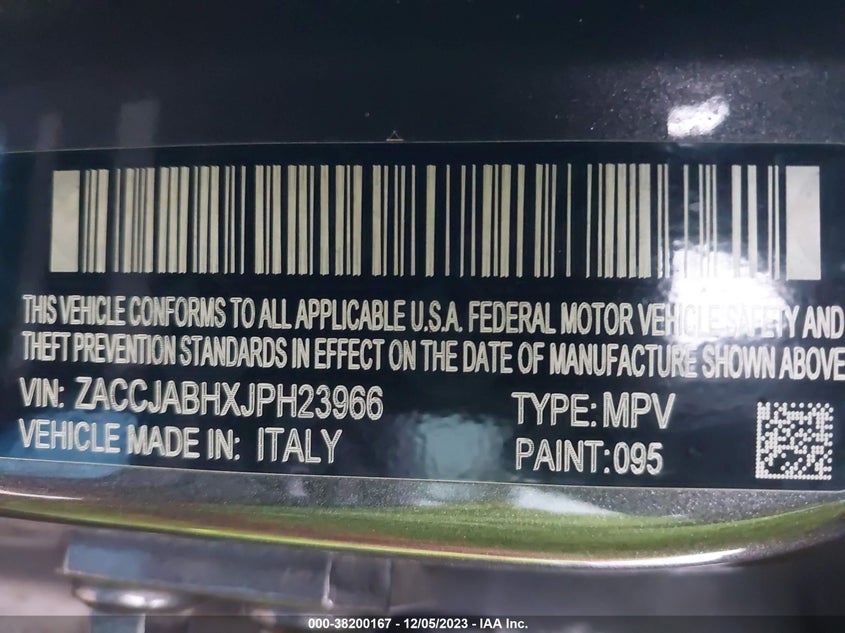 VIN ZACCJABHXJPH23966 2018 JEEP RENEGADE LATITUDE