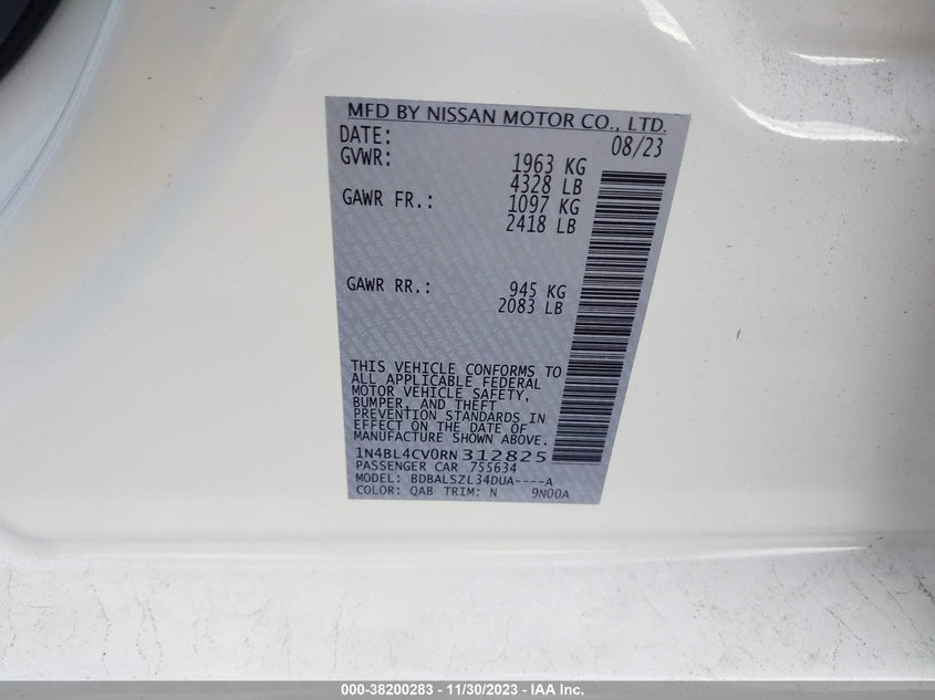 VIN 1N4BL4CV0RN312825 2024 NISSAN ALTIMA SR FWD