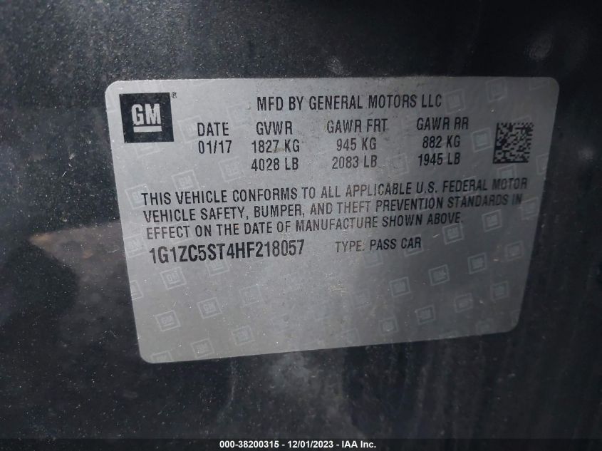 2017 CHEVROLET MALIBU LS - 1G1ZC5ST4HF218057