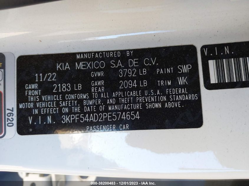 2023 KIA FORTE GT LINE - 3KPF54AD2PE574654