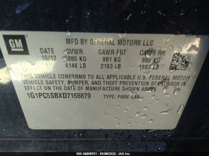 2013 CHEVROLET CRUZE 1LT - 1G1PC5SBXD7168879
