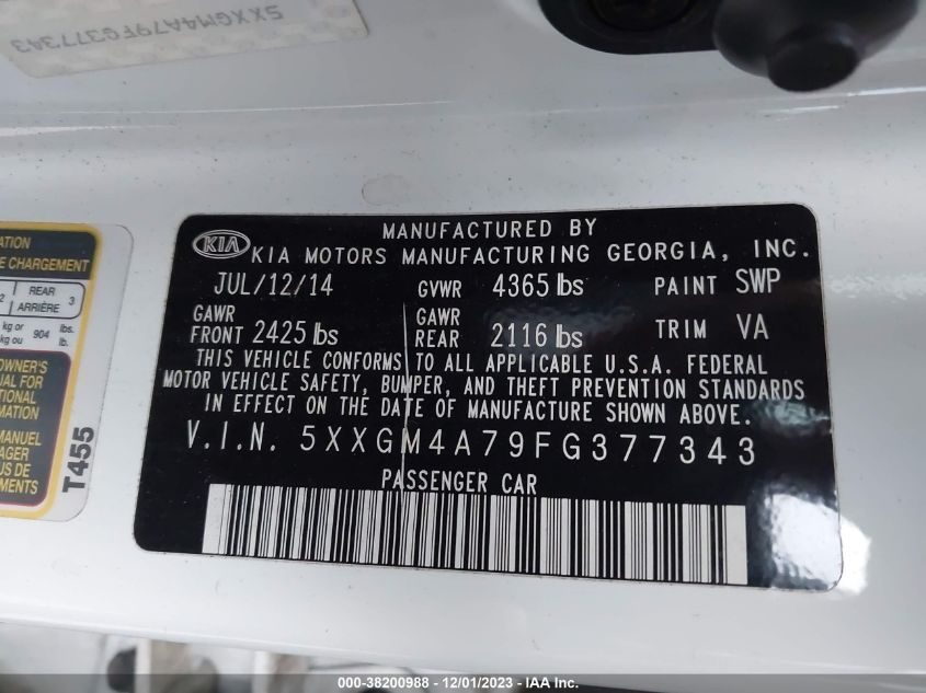 2015 KIA OPTIMA LX - 5XXGM4A79FG377343