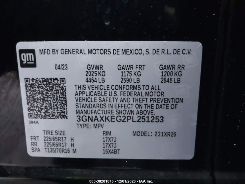 2023 CHEVROLET EQUINOX LT - 3GNAXKEG2PL251253