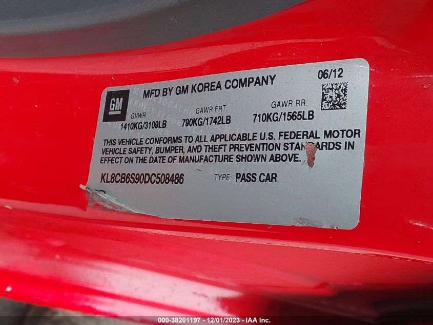 2013 CHEVROLET SPARK LS AUTO - KL8CB6S90DC508486