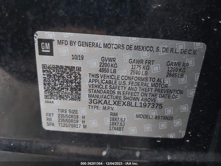 VIN 3GKALXEX8LL197375 2020 GMC TERRAIN DENALI
