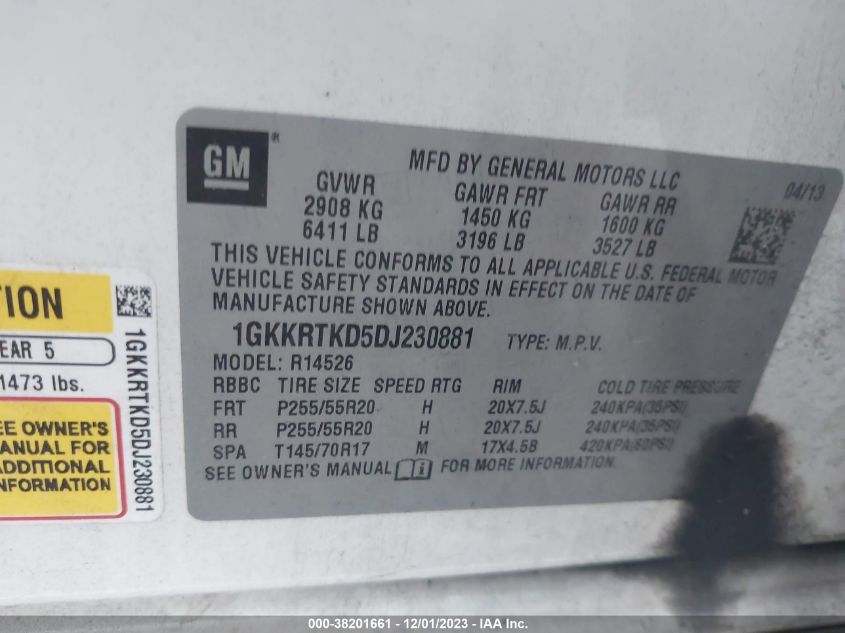 2013 GMC ACADIA DENALI - 1GKKRTKD5DJ230881