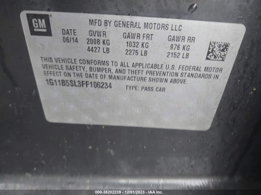 2015 CHEVROLET MALIBU LS - 1G11B5SL3FF106234