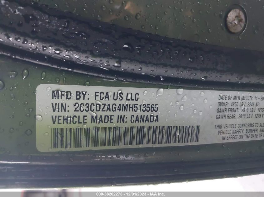 2021 DODGE CHALLENGER SXT - 2C3CDZAG4MH513565