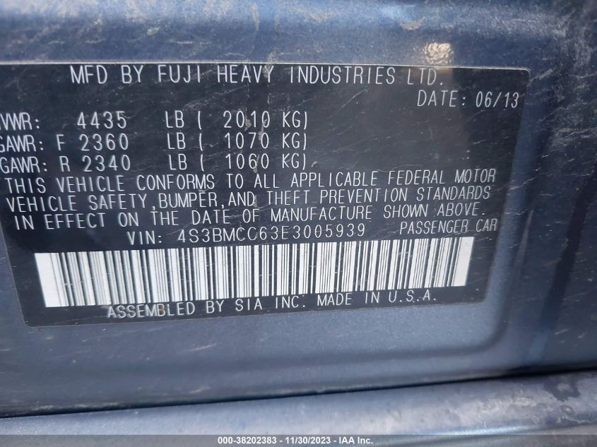 2014 SUBARU LEGACY 2.5I PREMIUM - 4S3BMCC63E3005939
