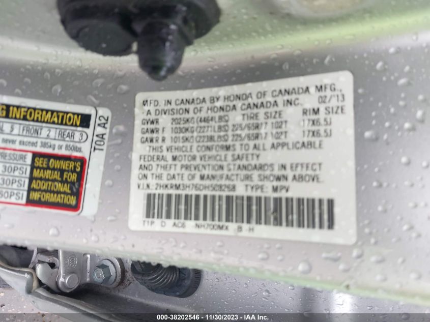 2013 HONDA CR-V EX-L - 2HKRM3H76DH508268