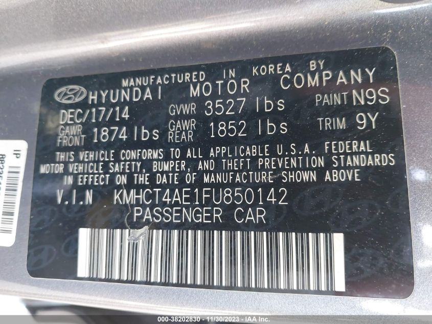 2015 HYUNDAI ACCENT GLS - KMHCT4AE1FU850142