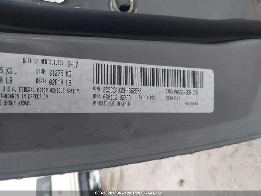 VIN 2C3CCABG5HH662575 2017 CHRYSLER 300 S
