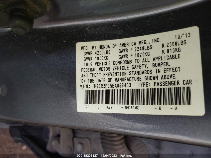 2014 HONDA ACCORD LX - 1HGCR2F35EA055403