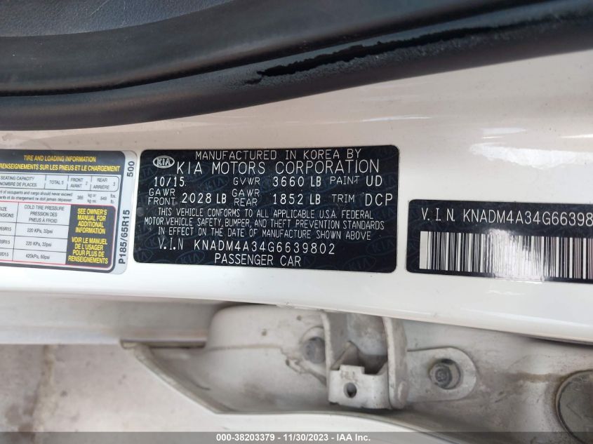 2016 KIA RIO LX - KNADM4A34G6639802