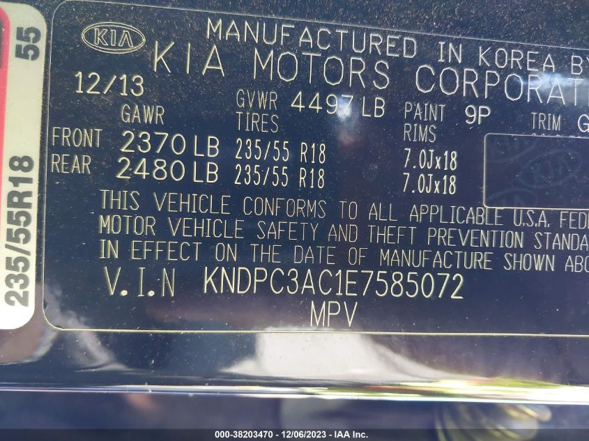 2014 KIA SPORTAGE EX - KNDPC3AC1E7585072
