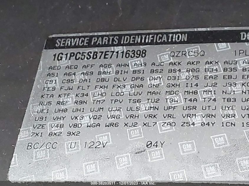 2014 CHEVROLET CRUZE LT - 1G1PC5SB7E7116398