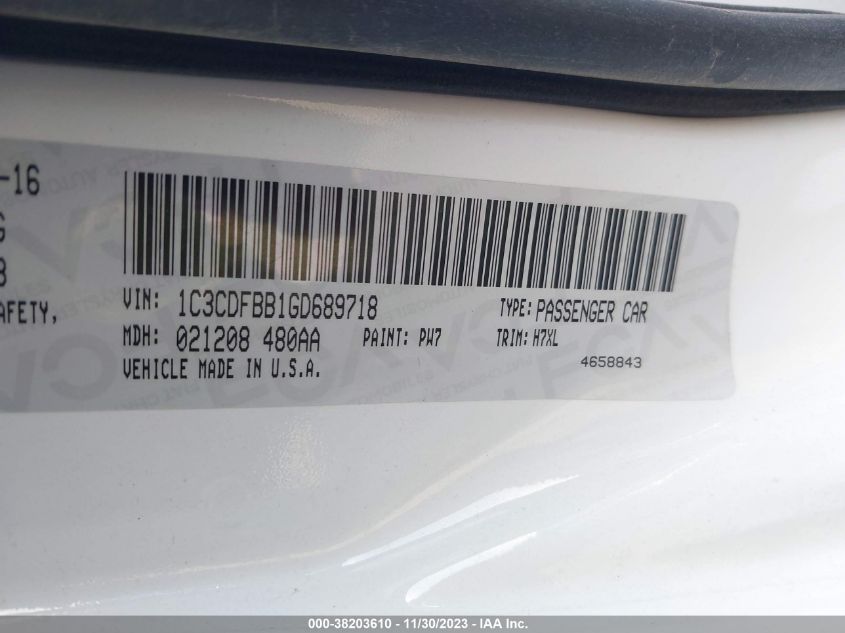 2016 DODGE DART SXT - 1C3CDFBB1GD689718
