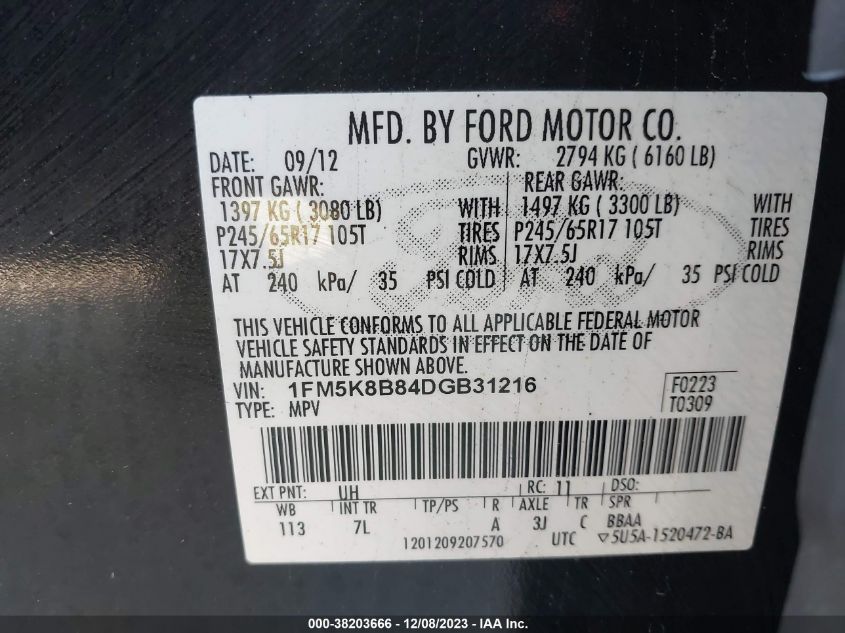 2013 FORD EXPLORER - 1FM5K8B84DGB31216