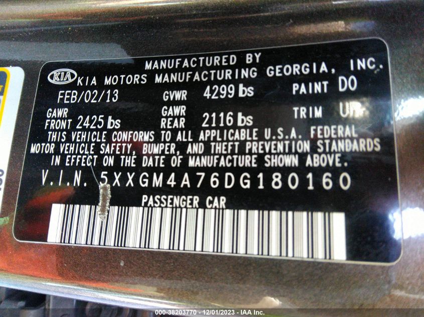 2013 KIA OPTIMA LX - 5XXGM4A76DG180160