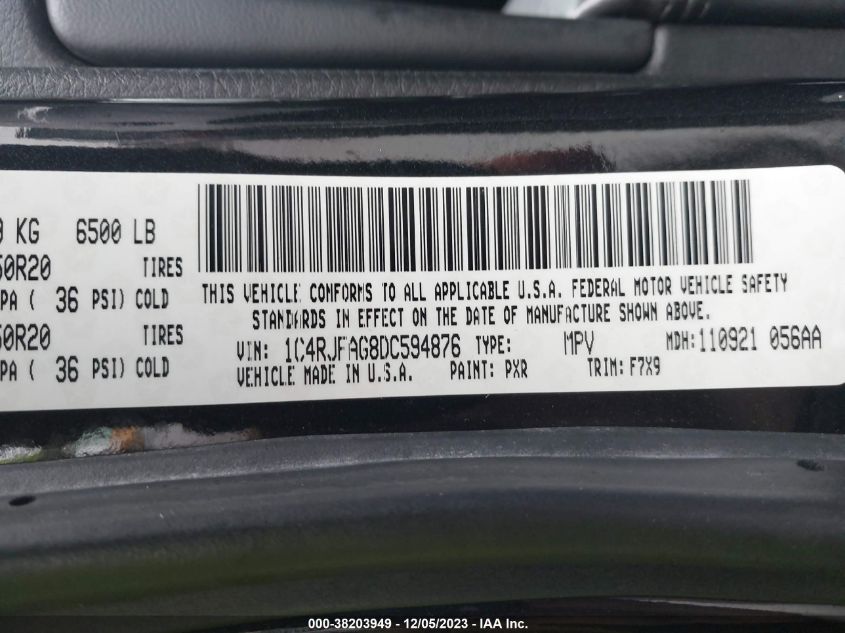 2013 JEEP GRAND CHEROKEE LAREDO - 1C4RJFAG8DC594876