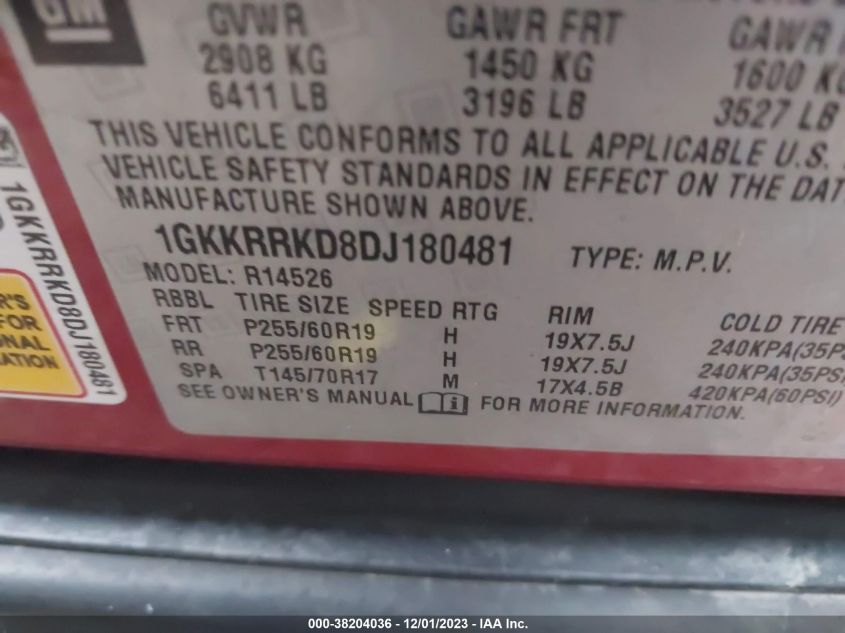 2013 GMC ACADIA SLT-1 - 1GKKRRKD8DJ180481