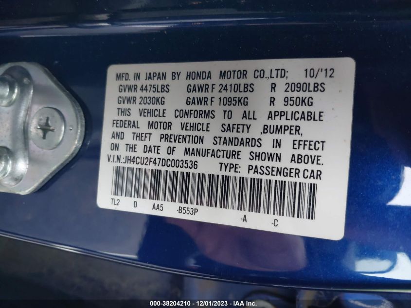 2013 ACURA TSX - JH4CU2F47DC003536