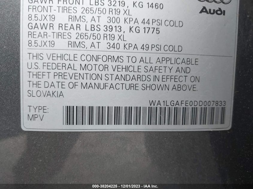 2013 AUDI Q7 3.0T PREMIUM PLUS - WA1LGAFE0DD007833