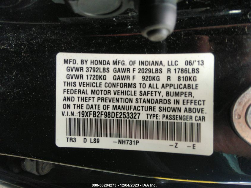 2013 HONDA CIVIC EXL - 19XFB2F98DE253327