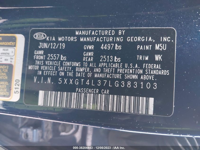2020 KIA OPTIMA LX/S/SE - 5XXGT4L37LG383103