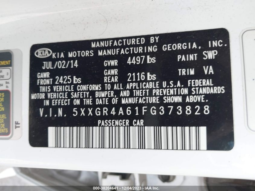 2015 KIA OPTIMA SXL TURBO - 5XXGR4A61FG373828