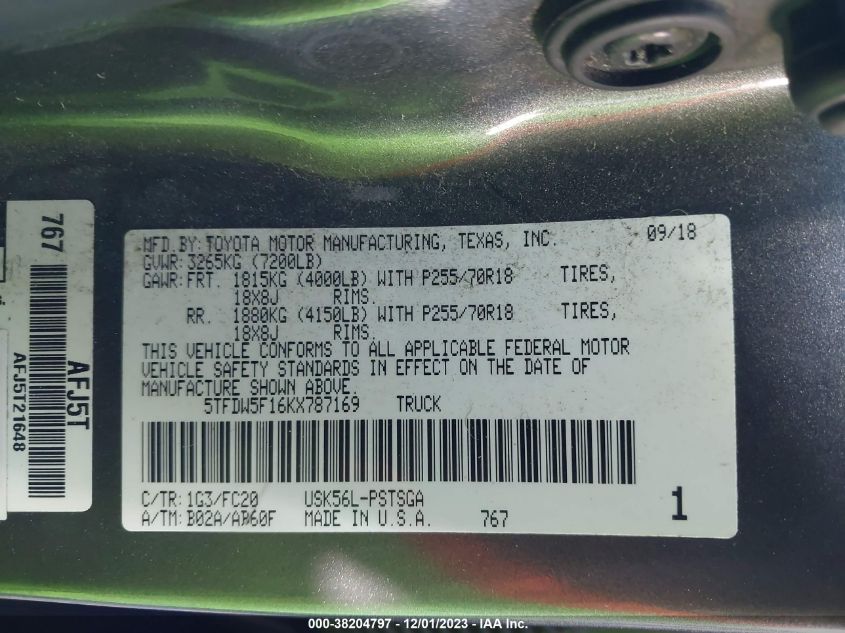 2019 TOYOTA TUNDRA CREWMAX SR5 - 5TFDW5F16KX787169