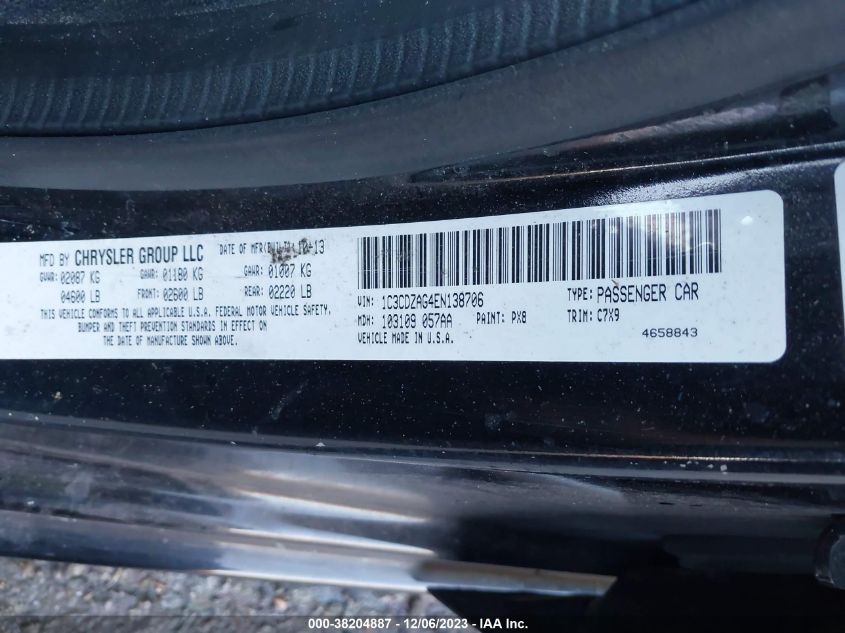 2014 DODGE AVENGER SE - 1C3CDZAG4EN138706