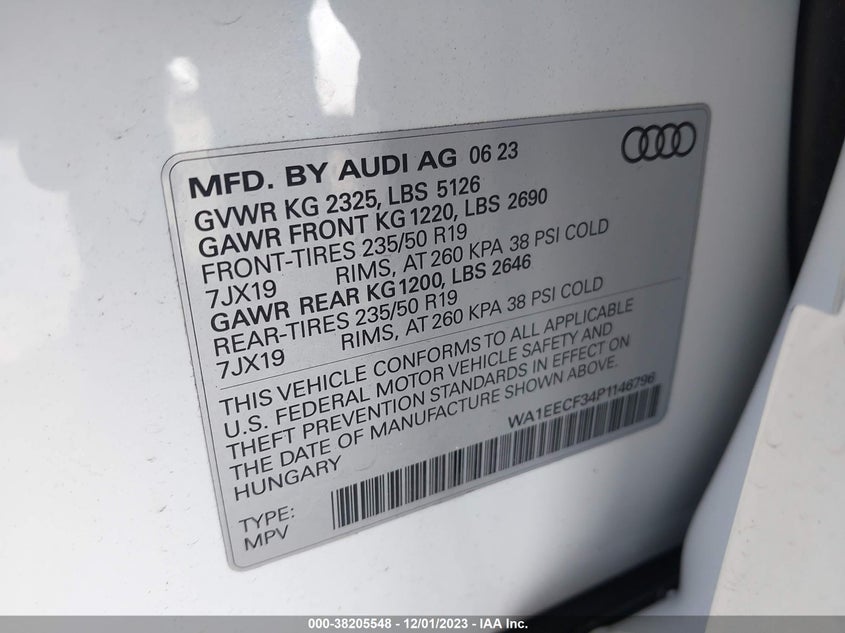VIN WA1EECF34P1146796 2023 AUDI Q3 PREMIUM PLUS S LINE 45