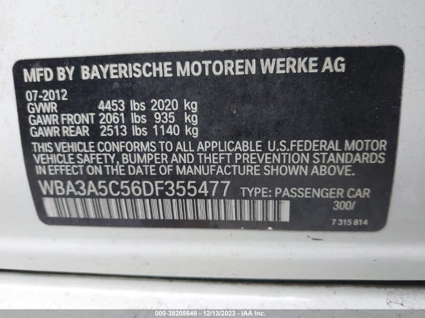 2013 BMW 328I - WBA3A5C56DF355477