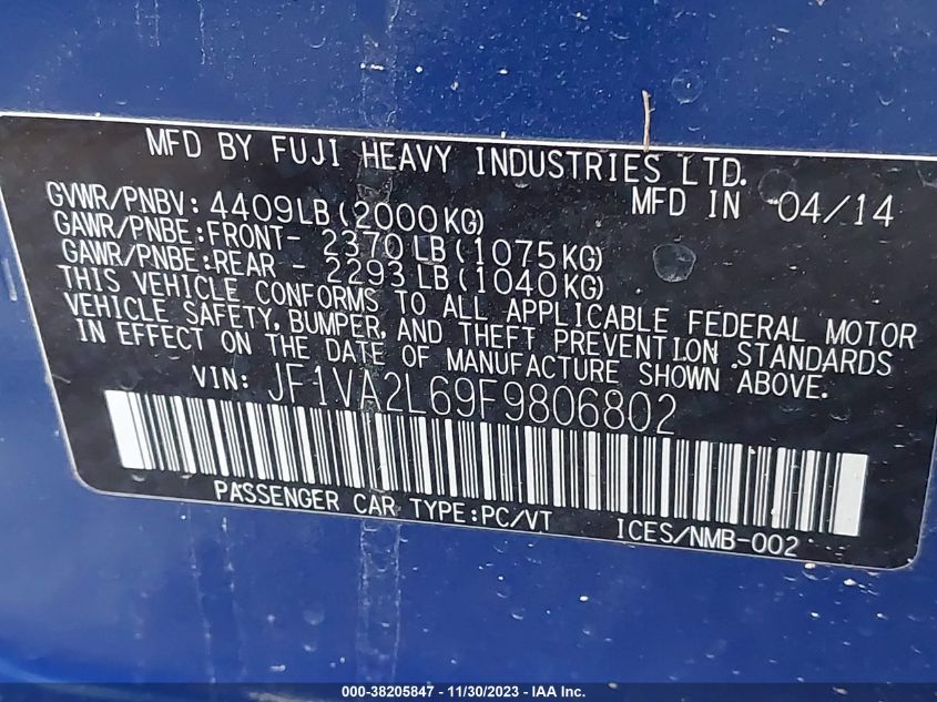 2015 SUBARU WRX STI - JF1VA2L69F9806802