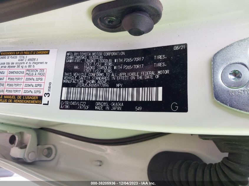 2022 TOYOTA 4RUNNER SR5 PREMIUM/TRD SPORT/TRD - JTERU5JR6N5977896