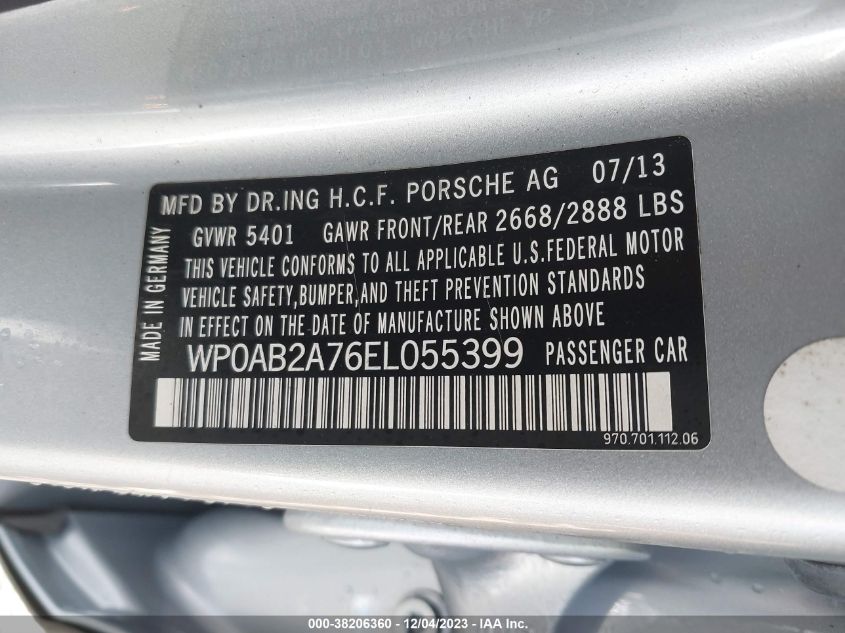 2014 PORSCHE PANAMERA S/4 - WP0AB2A76EL055399